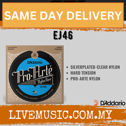 D'Addario EJ46 - Pro-Arté Nylon Classical Strings, Hard Tension (DAddario)