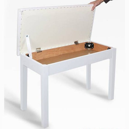 Kadenza Demio High Quality Double Seater Piano Bench, Keyboard Bench, x bench, Stool Chair - White (LMC)