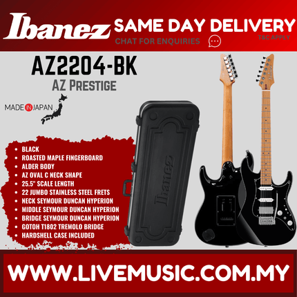Ibanez Prestige AZ2204B Solidbody Electric Guitar MADE IN JAPAN - Black ( AZ2204B-BK )