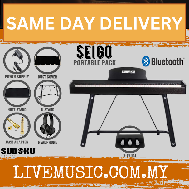 Sudoku Seigo Learning 88-Keys Digital Piano With Bluetooth w/Keyboard Stand, Piano Bench, Headphone, Noted Stand, Pedal