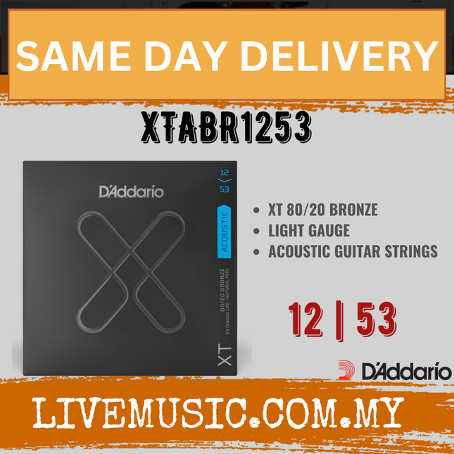 D'Addario XTABR1253 - XT Acoustic 80/20 Bronze Strings, Light (12-53)(Daddario)