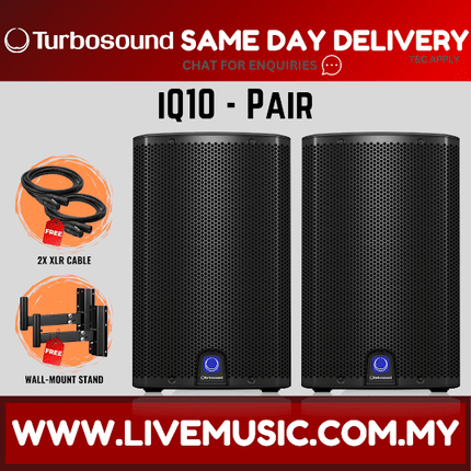 Turbosound iQ10 2500-Watt 10" Powered Speaker w/Wireless Mic, Speaker Stand And Cable - Pair ( iQ-10 / iQ 10 )