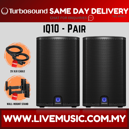Turbosound iQ10 2500-Watt 10" Powered Speaker w/Wireless Mic, Speaker Stand And Cable - Pair ( iQ-10 / iQ 10 )