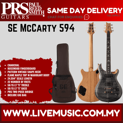 PRS SE McCarty 594 Electric Guitar w/GigBag, Rosewood FB, Charcoal (McCarty594 / McCarty-594 )