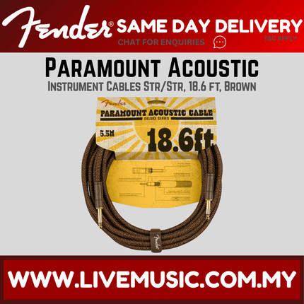 Fender Paramount Acoustic Instrument Cable, 18.6 ft, Brown