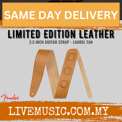 Fender 2.5 inch Limited Edition Leather Guitar Strap, Laurel Tan