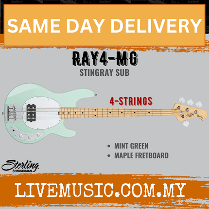 Sterling Ray4 Stingray 4-String Electric Bass Guitar Maple Fretboard - Mint Green (Ray-4/Ray 4)