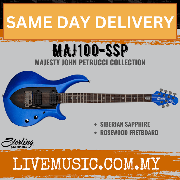 Sterling John Petrucci Majesty MAJ100 Electric Guitar, Rosewood Fretboard - Siberian Sapphire (MAJ 100/MAJ-100)