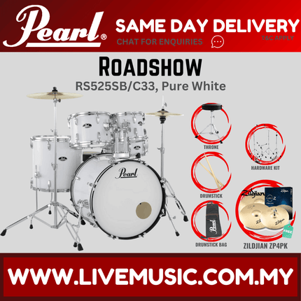 Pearl Roadshow RS525SB/C Drum Set with Zildjian ZP4PK Cymbal set, Drum Throne
