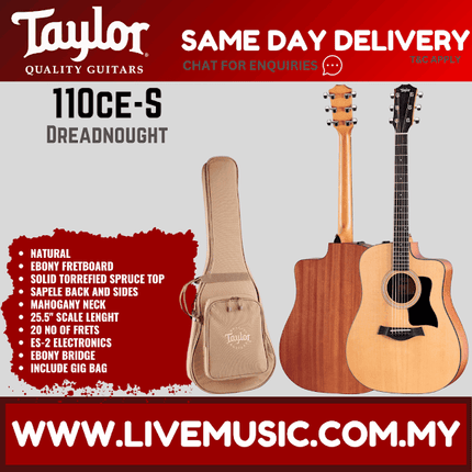 Taylor 110ce-S LTD Acoustic Guitar w/Bag, Natural Sapele