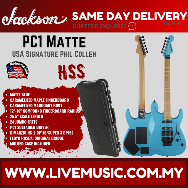 Jackson USA Signature Phil Collen PC1 Matte Electric Guitar, Flame Maple Fretboard - Matte Blue Frost (PC-1/PC 1)