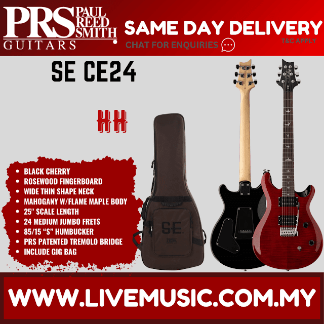 PRS SE CE24 Electric Guitar w/Bag, Vintage Sunburst / Blood Orange / Turquoise / Black Cherry