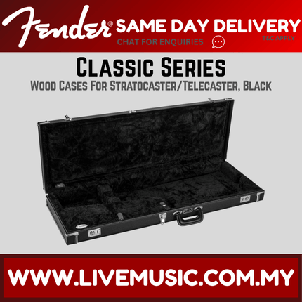Fender Classic Series Stratocaster/Telecaster Guitar Wood Case, Black
