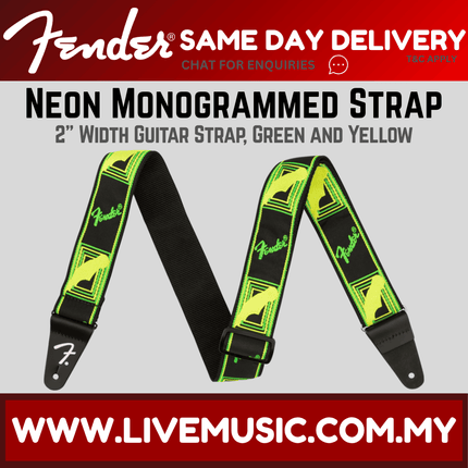 Fender Neon Monogram Guitar Strap, Green/Yellow  ( Neon-Monogram / NeonMonogram )