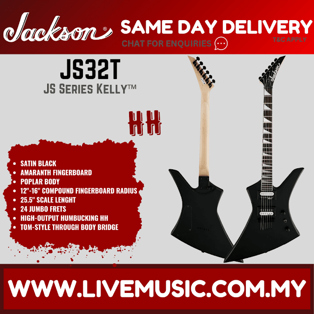 Jackson JS Series Kelly JS32T Electric Guitar, Amaranth FB, Satin Black