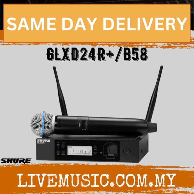 Shure GLXD24R+/B58 Digital Wireless Handheld System with Beta 58A Capsule w/Case ( GLXD24R+ / B58 )