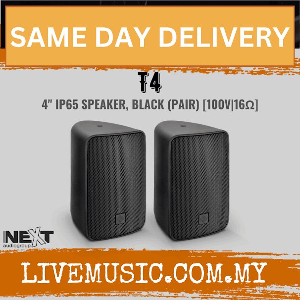 Next Audio T4 4" IP65 Speaker, White / Black - Pair ( T-4 / T 4)