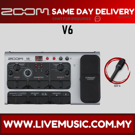 Zoom V6 Vocal Effect Processor Pedal With Shotgun Microphone And Voice Harmony (V 6/V-6)