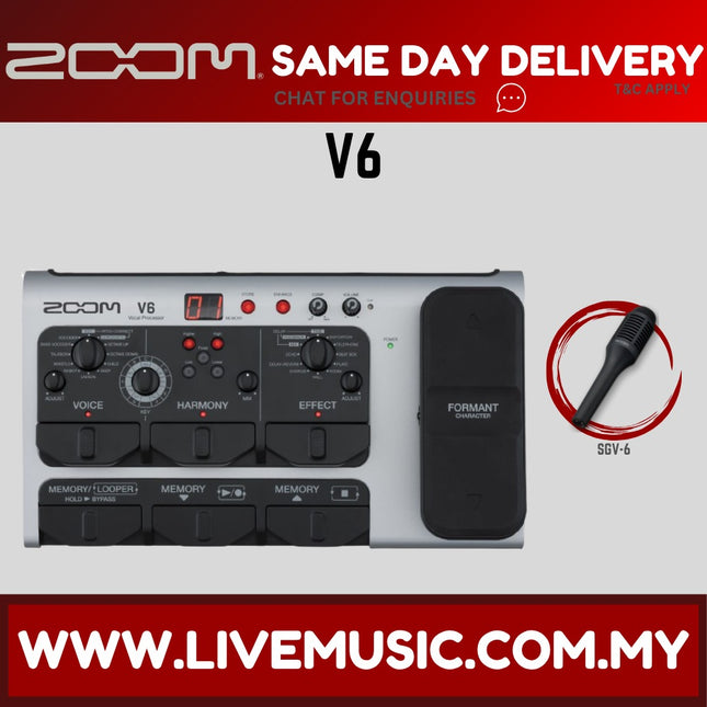 Zoom V6 Vocal Effect Processor Pedal With Shotgun Microphone And Voice Harmony (V 6/V-6)