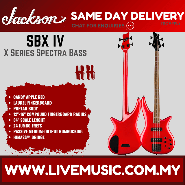 Jackson X Series Spectra IV Bass Guitar, Laurel FB, Candy Apple Red