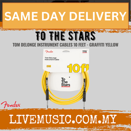Fender Tom DeLonge To The Stars 10ft Instrument Cable, Graffiti Yellow
