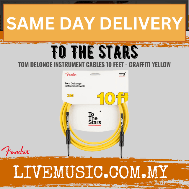 Fender Tom DeLonge To The Stars 10ft Instrument Cable, Graffiti Yellow