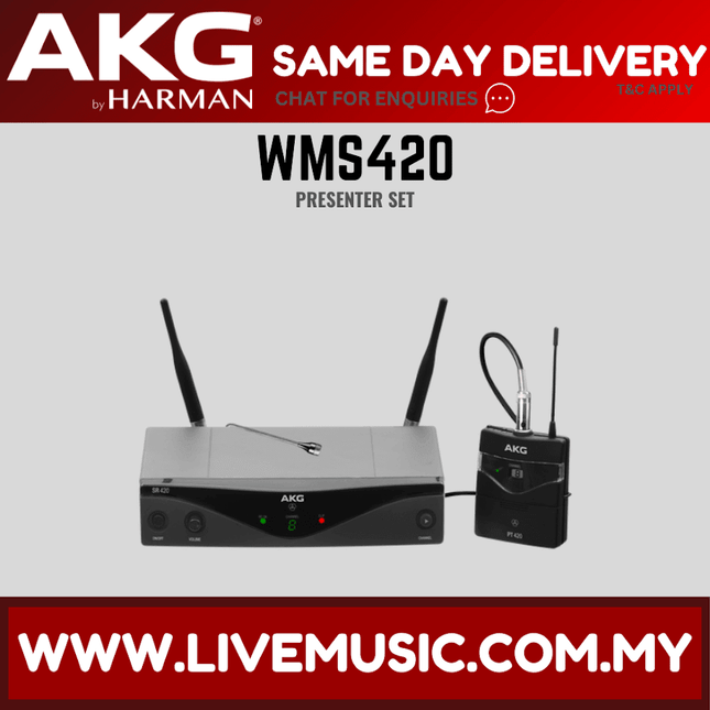 AKG WMS420 Presenter Set Professional Wireless Microphone System, Lavalier Mic (WMS-420/WMS 420)