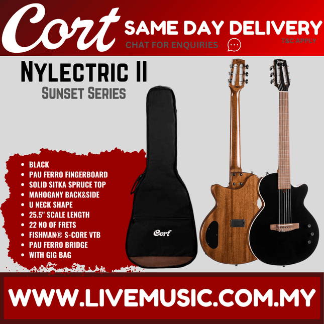 Cort Sunset Nylectric II Classical-Electro Guitar-Natural Glossy