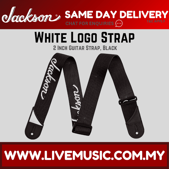 Jackson White Logo Guitar Strap, Black