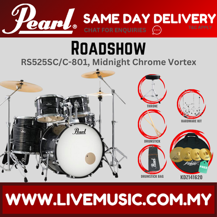 Pearl Roadshow RS525SB/C Drum Set with KDZ141620 Cymbal set, Drum Throne
