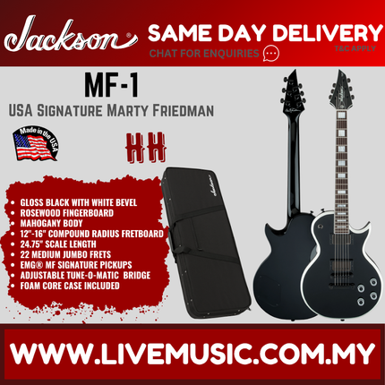 Jackson USA Signature MF-1 Marty Friedman Monarkh Electric Guitar, RW FB, Gloss Black w/White