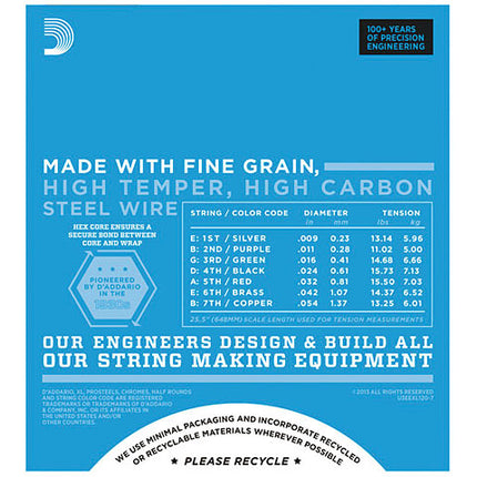 D'Addario EXL120-7 - Nickel Wound Electric Strings, 7-String, Super Light (9-54)(DAddario/EXL120)