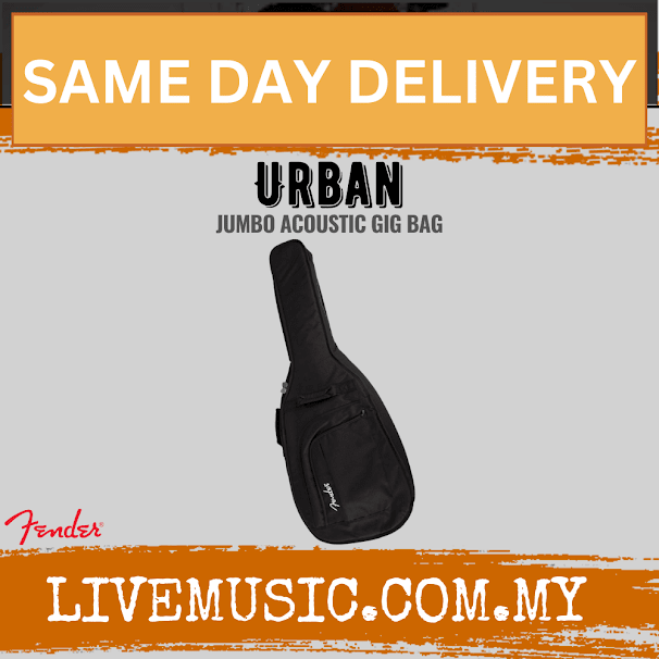 Black padded jumbo acoustic guitar gig bag with zip front