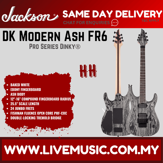 Jackson Pro Series Dinky DK2 Modern Ash FR6 Electric Guitar, Ebony Fretboard - Baked White
