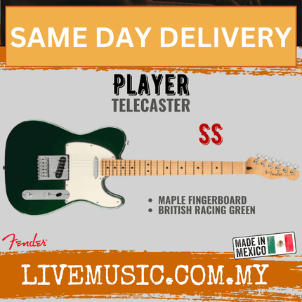 Fender Player Telecaster Electric Guitar, Maple FB,British Racing Green