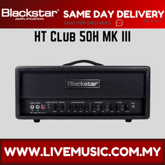 Blackstar tube amplifier head with front control panel, dark textured casing