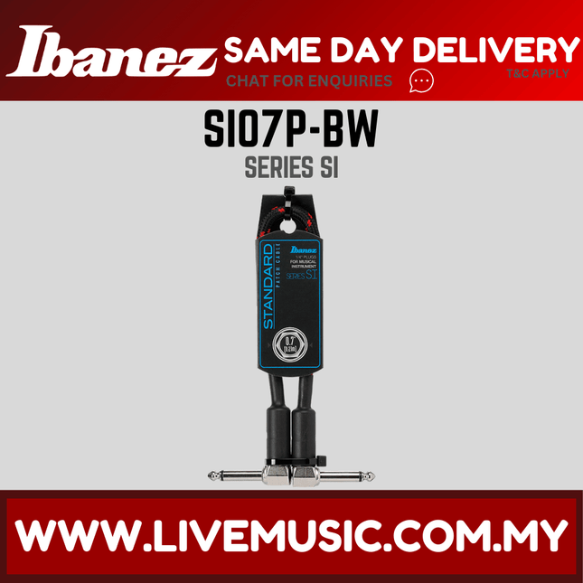 Ibanez SI07P-BW Woven Guitar Cable, 2 Right Angled Plug - Black x Wine ( SI07PBW / SI07P BW )
