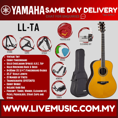 Yamaha LL-TA TransAcoustic Dreadnought Acoustic-Electric Guitar with Hard Bag - ( LLTA / LL-TA-VT )