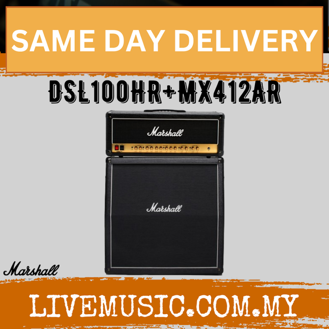 Marshall DSL100HR+MX412AR - 100 Watt Tube Head + 240 Watt Angled Cabinet Amplifier (DSL100HR/MX412AR)