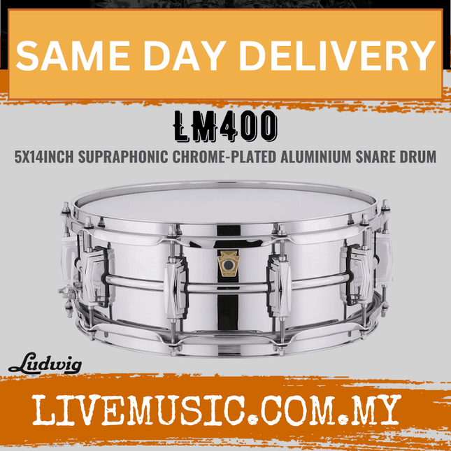 Ludwig LM400 5x14inch Supraphonic Chrome-Plated Aluminium Snare Drum