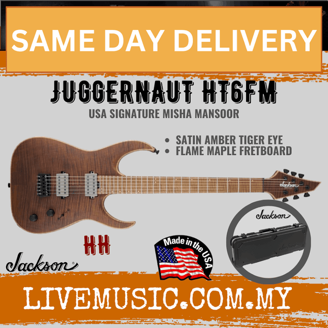 Jackson HT6FM USA Pro Series Misha Mansoor Juggernaut Electric Guitar - Satin Amber Tiger Eye (HT-6-FM/HT 6 FM)