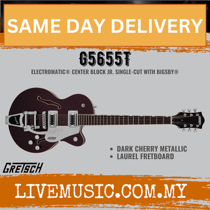 Gretsch G5655T Electromatic Center Block Jr. Single-Cut Guitar w/Bigsby, Dark Cherry Metallic