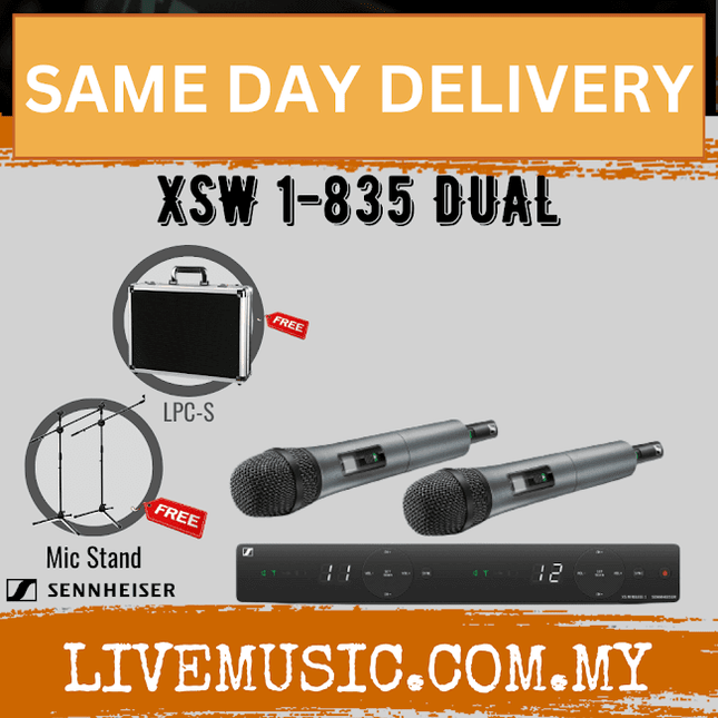 Sennheiser XSW 1-835 Dual Wireless Dual Handheld Microphone System With Microphone Stand ( XSW1 835 / XSW1835 )
