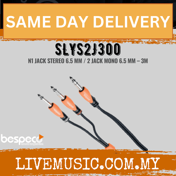 Bespeco SLYS2J300 Silos Series TRS to Dual 1/4" TS Insert Cable ( SLYS2J 300  / SLYS2J-300 )