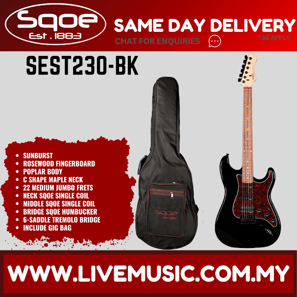 SQOE SEST230 Super Stratocaster Body HSS Electric Guitar Rosewood Fretboard - (SEST-230/SEST 230)