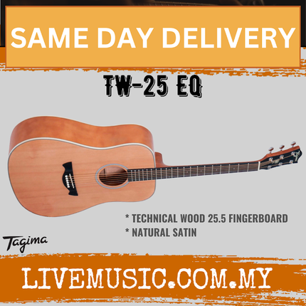 Tagima TW-25 Woodstock Series Dreadnought Electric-Acoustic Guitar Spruce Top - Natural Satin ( TW 25 / TW25 )