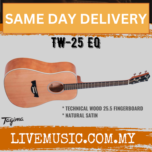 Tagima TW-25 Woodstock Series Dreadnought Electric-Acoustic Guitar Spruce Top - Natural Satin ( TW 25 / TW25 )