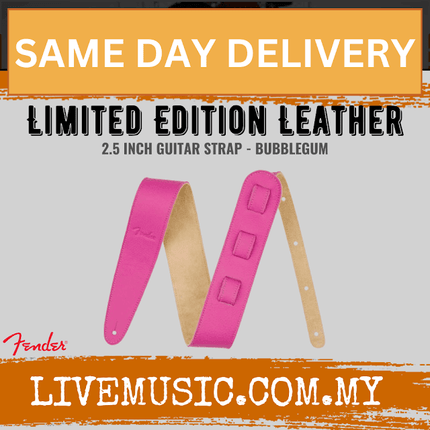 Fender 2.5 inch Limited Edition Leather Guitar Strap, Bubblegum