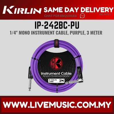 Kirlin Cable IP-242BC 3/6/10 Meter Mono Right Angle L Instrument Cable For Electric Acoustic Bass Guitar Speaker Amp Keyboard Drum Amplifier (IP 242BC/IP242BC)