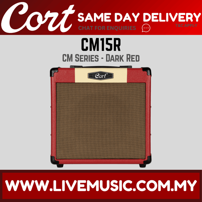 Cort CM15R-DR 15-Watt Electric Guitar Amplifier - Dark Red ( CM15R / CM15RDR)